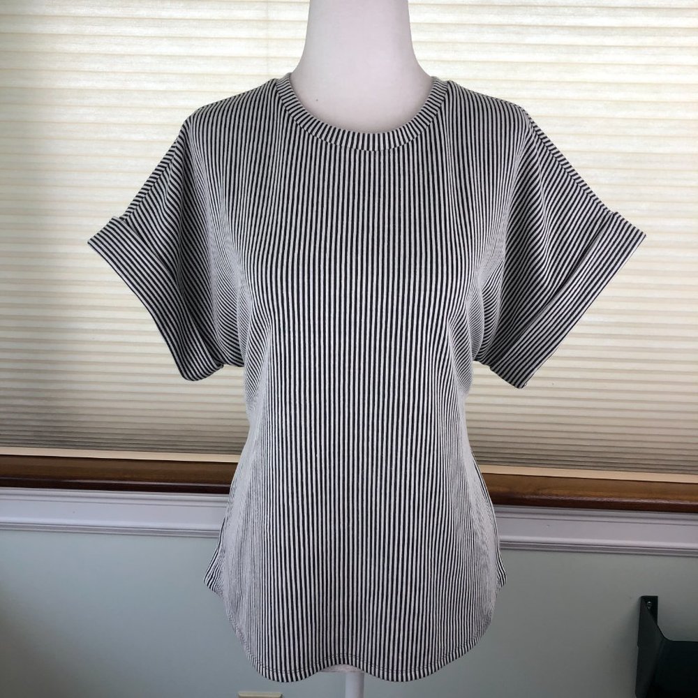 Express Striped Tie Waist Coastal Oversized Top Minimalist Office Classic
